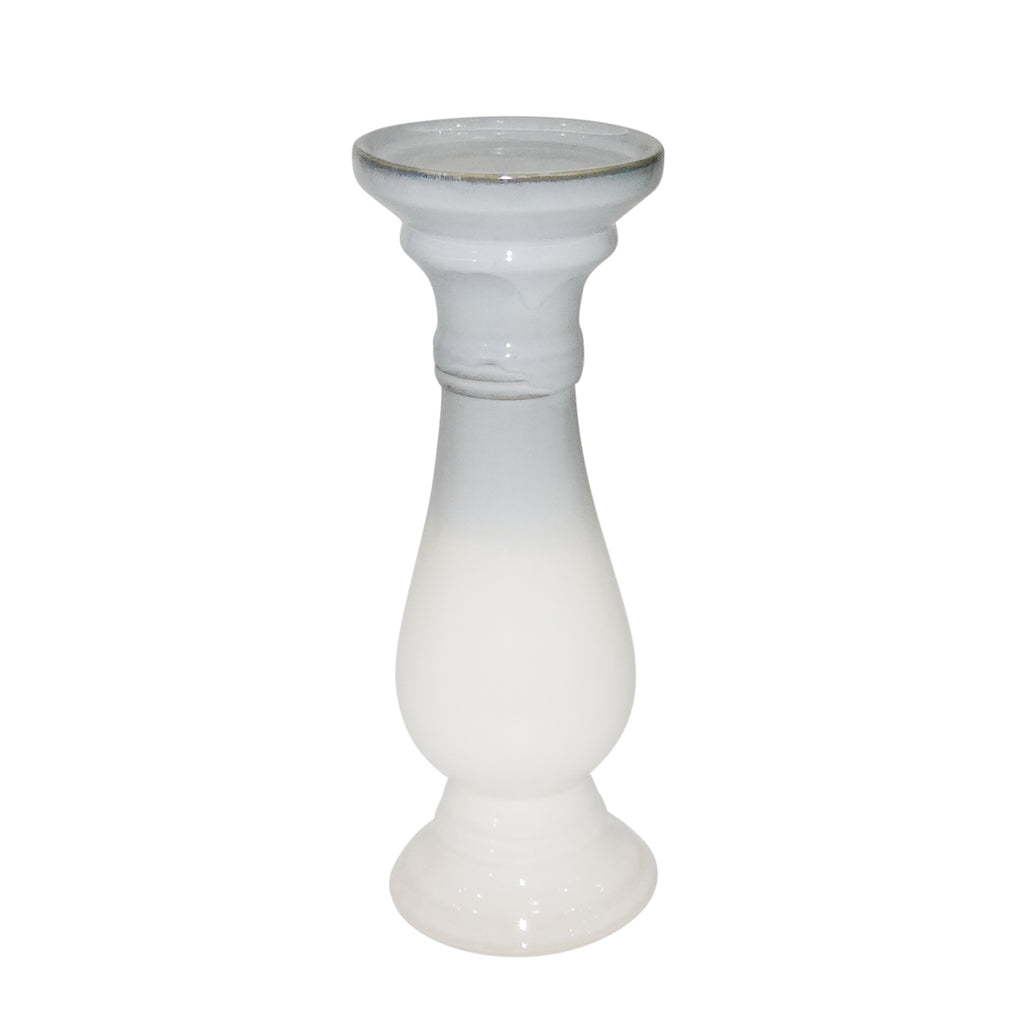 Ceramic 11.75" Candle Holder,Blue/White - ReeceFurniture.com