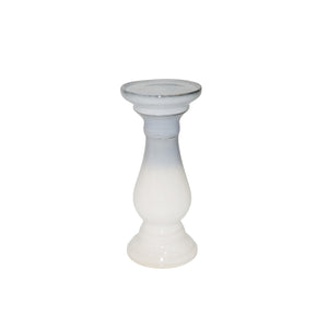 Ceramic 9.75" Candle Holder, Blue/White - ReeceFurniture.com