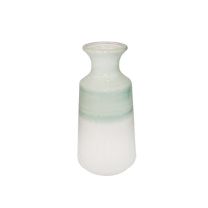 Ceramic 12.25" Vase, Green/White - ReeceFurniture.com