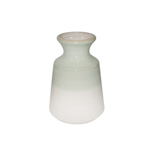 Ceramic 8.75" Vase, Green/White - ReeceFurniture.com