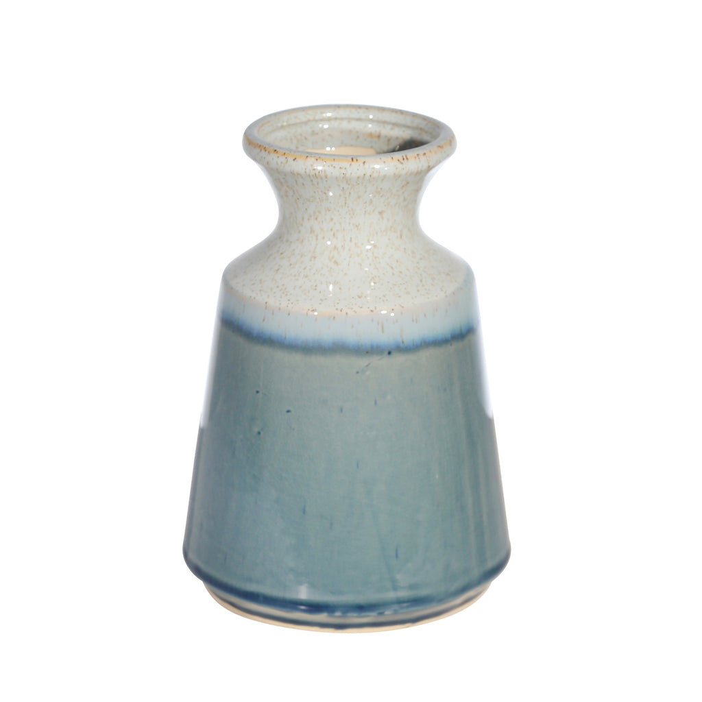 Ceramic 8.75 Vase, Wht/Green - ReeceFurniture.com
