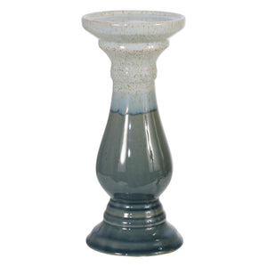Ceramic 9.75" Candle Holder, Blue - ReeceFurniture.com