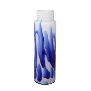 Glass Vase 15.75", White / Blue - ReeceFurniture.com