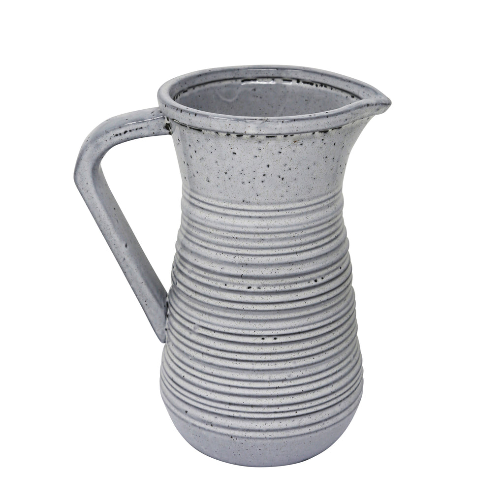 Ceramic 10' Decorative Pitcher, Gray - ReeceFurniture.com