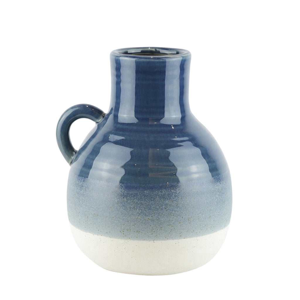Ceramic 8.5" Jug, Navy / White - ReeceFurniture.com