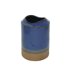 Ceramic Vase 7.5", Blue / Brown - ReeceFurniture.com