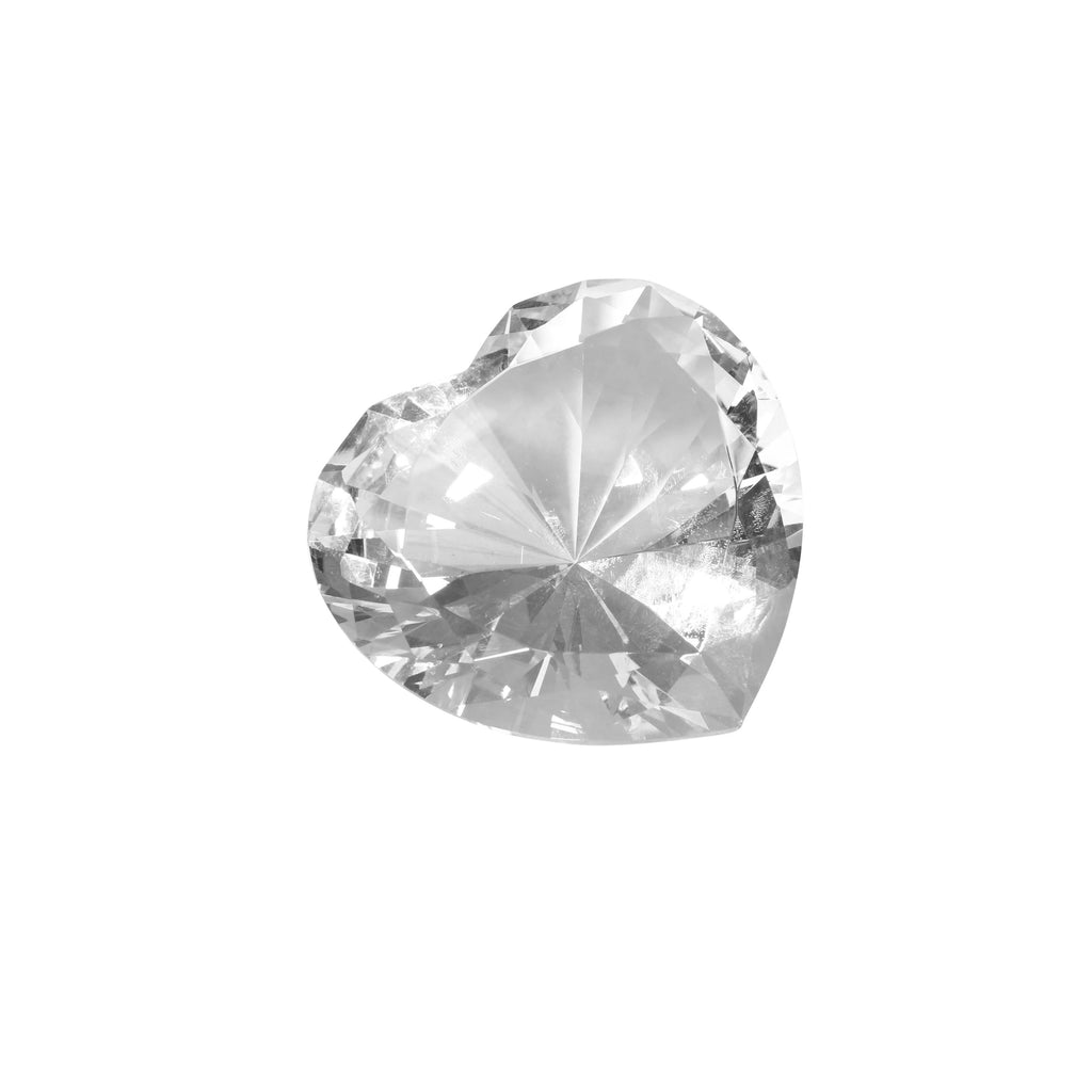 Glass Heart Diamond, Clear, 4" - ReeceFurniture.com