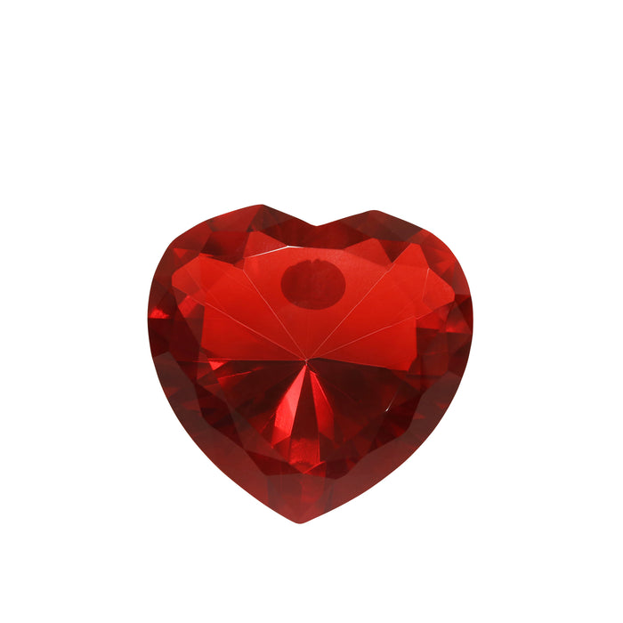 Glass Heart Diamond , Red, 4"