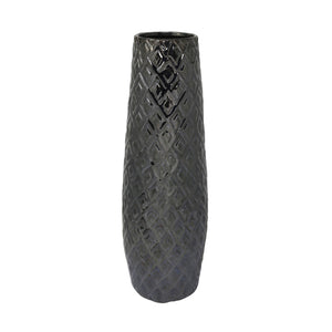 Ceramic 16.5" Weave Vase, Gray - ReeceFurniture.com