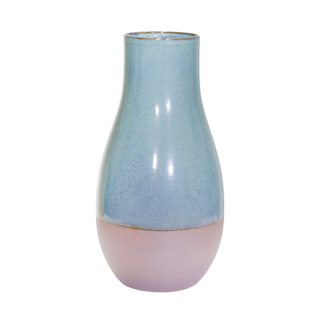 Ceramic 13.5" Vase, Teal/Brown - ReeceFurniture.com