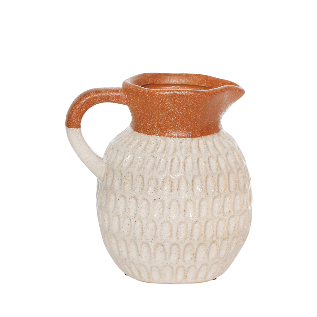 Ceramic Organic Dimpled Pitcher, 6.75" Gray - ReeceFurniture.com