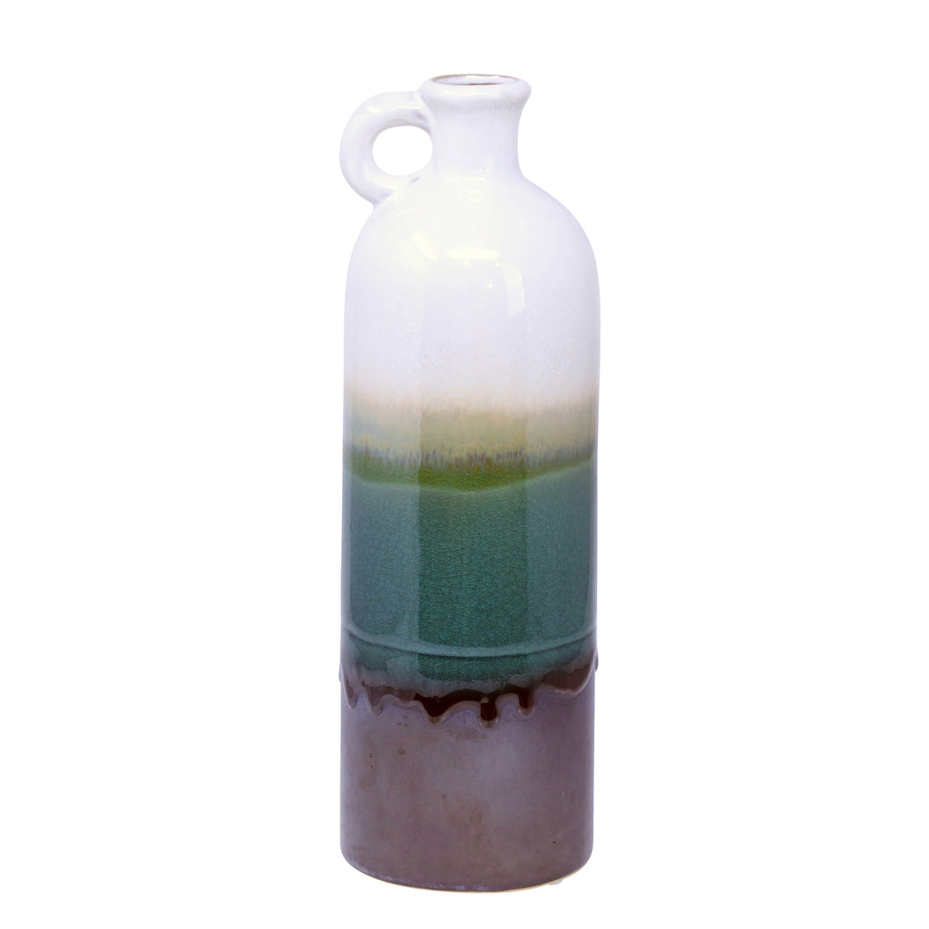 Ceramic 10.25" Tall Jug, Green Drip - ReeceFurniture.com