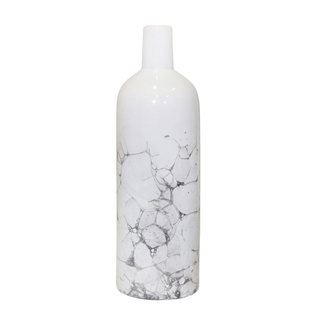 Ceramic 12" Bottle Vase, Black/White - ReeceFurniture.com