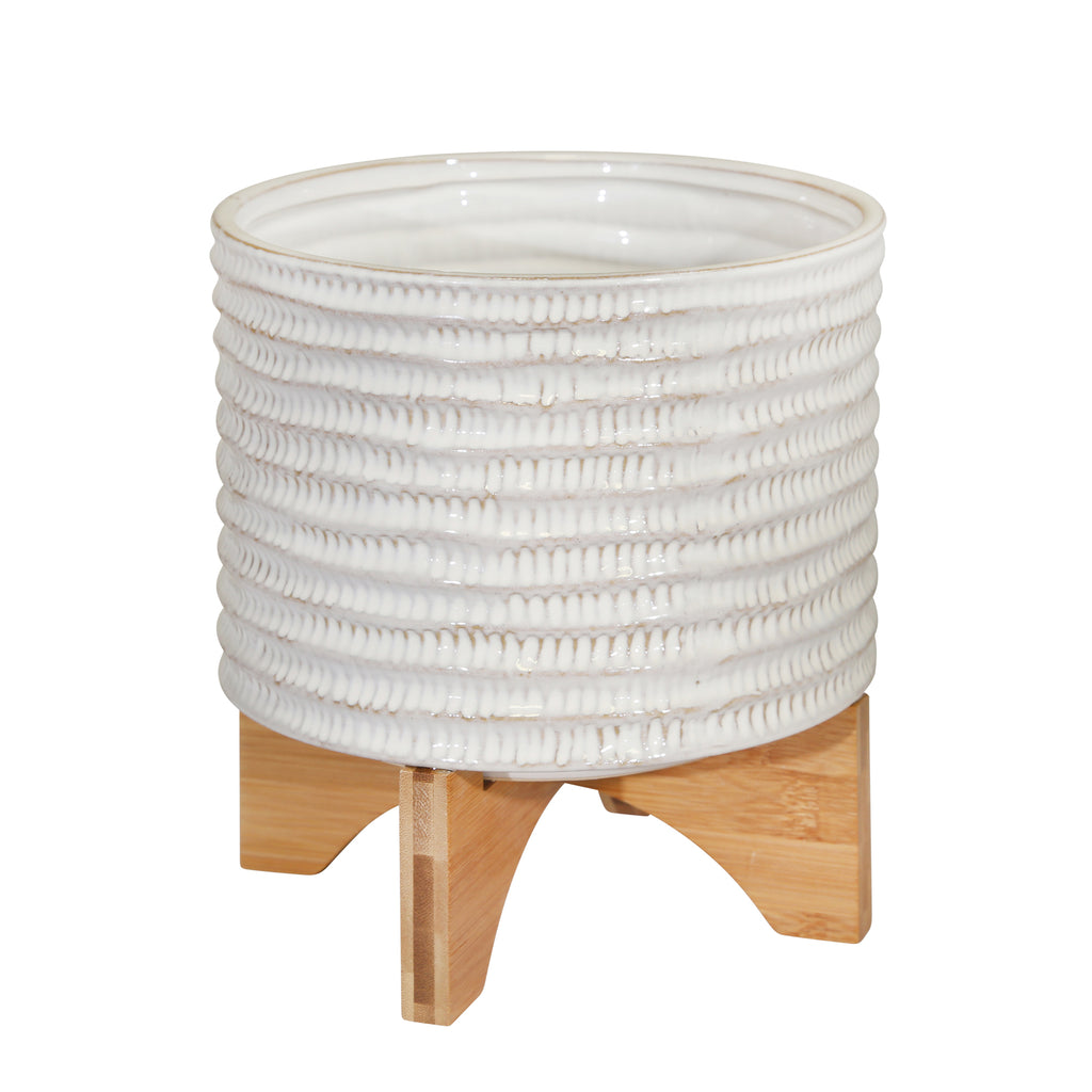 Ceramic 9" Planter On Stand, Brown - ReeceFurniture.com