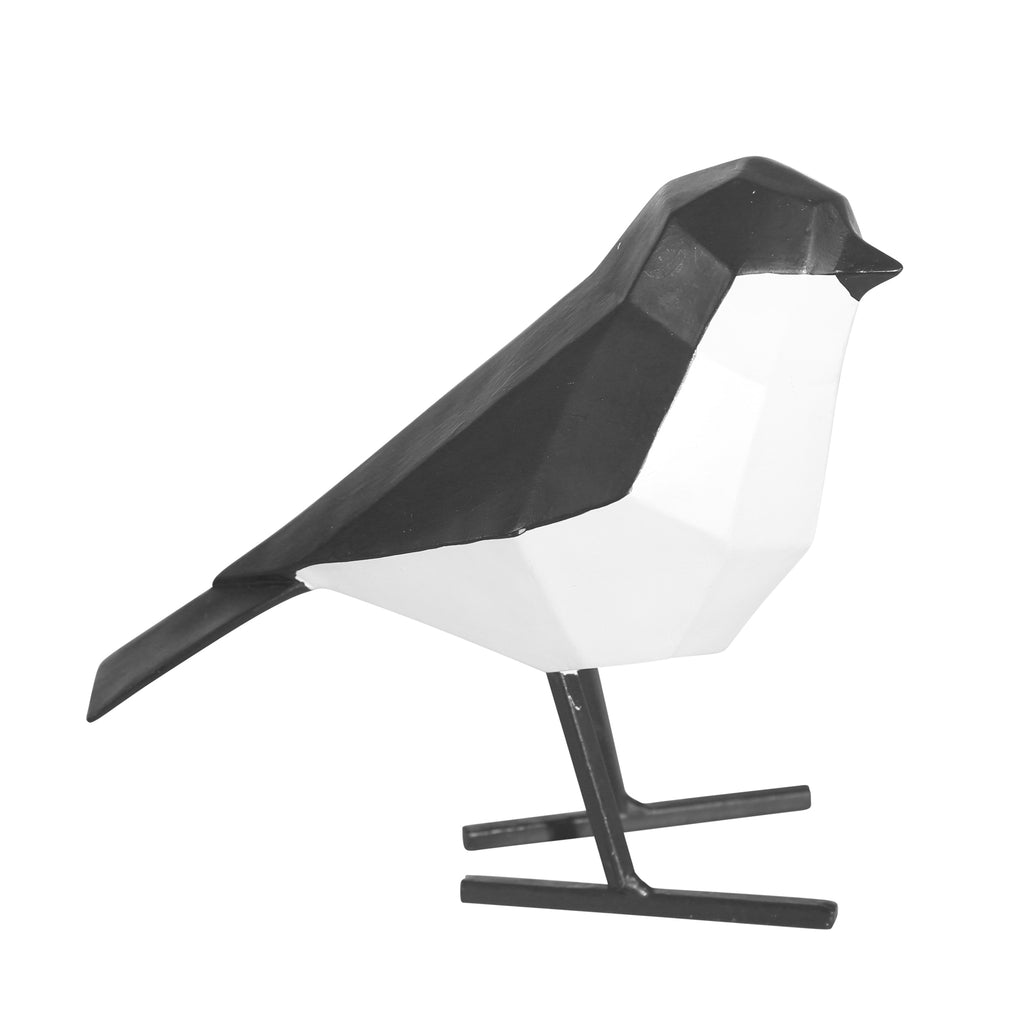 Resin 6.25" Bird W/ Metal Feet, Black & White - ReeceFurniture.com