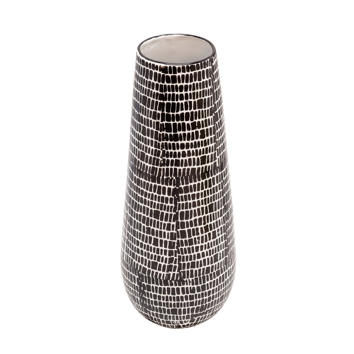 Ceramic Vase 18", Black Cobblestone