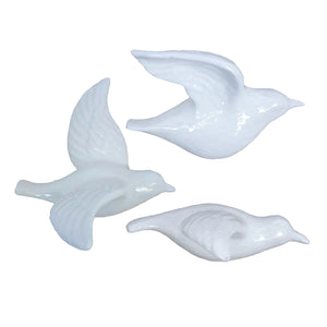 S/3 Ceramic Flying Birds, White - ReeceFurniture.com
