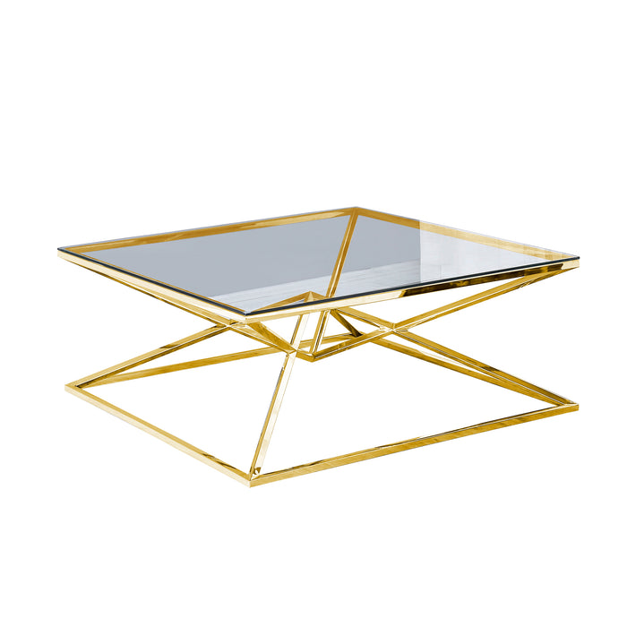 Glass Top Coffee Table 42X42"Gold