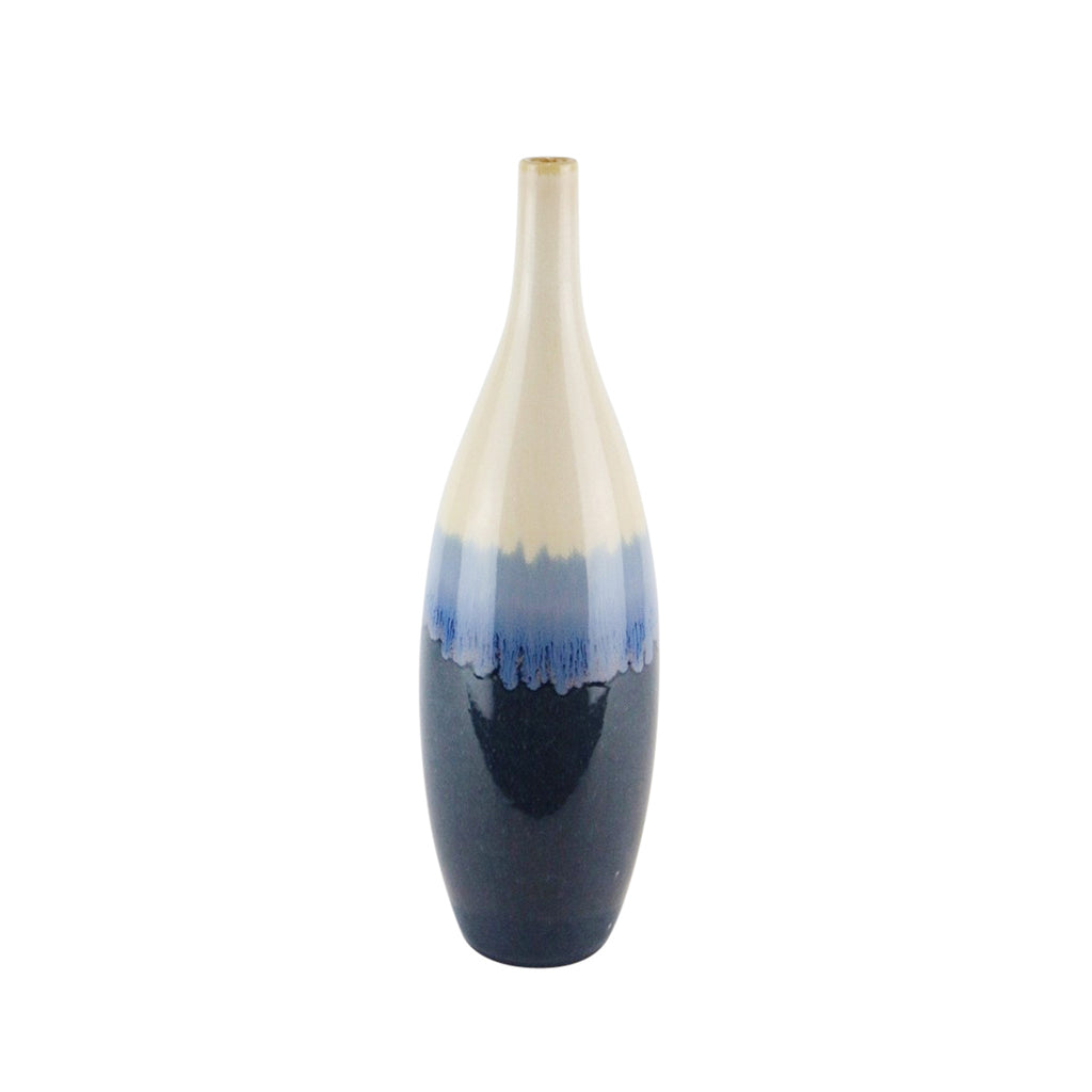 Ceramic Vase With Drip Glaze 15.25", Blue Mix - ReeceFurniture.com