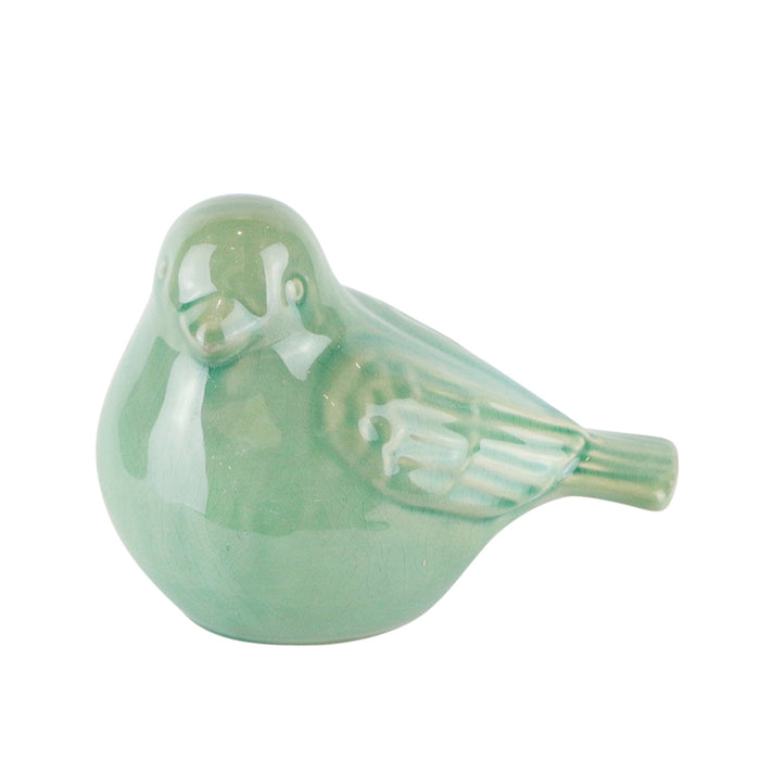 Ceramic Bird Figurine, 7.75" Green