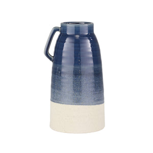Ceramic Handled Vase, 12.75" Navy - ReeceFurniture.com