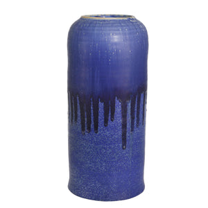 Ceramic Drip Glaze Vase , 15", Blue - ReeceFurniture.com