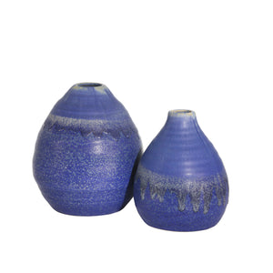 S/2 Ceramic Drip Glaze Egg Vases,  6/4.75", Blue - ReeceFurniture.com