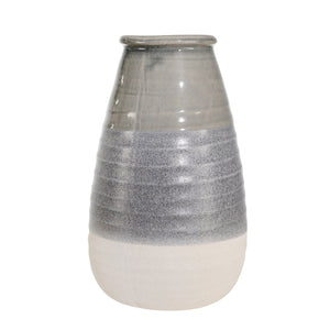 Ceramic Cone Vase, 16" Gray - ReeceFurniture.com