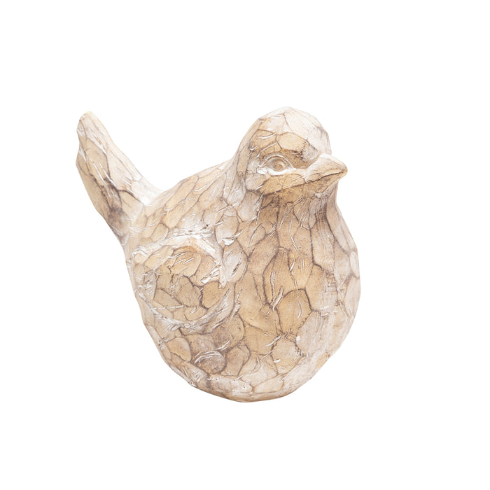 Resin Bird Decor, 9.5", Brown/Ivory