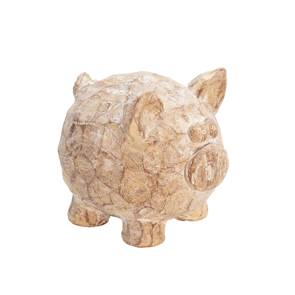 Resin Pig Decor, 7", Brown/Ivory - ReeceFurniture.com