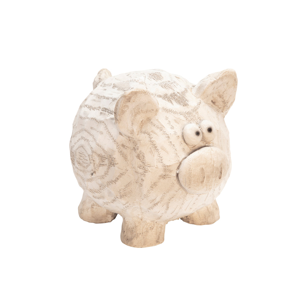 Resin Pig Decor, 7" White - ReeceFurniture.com