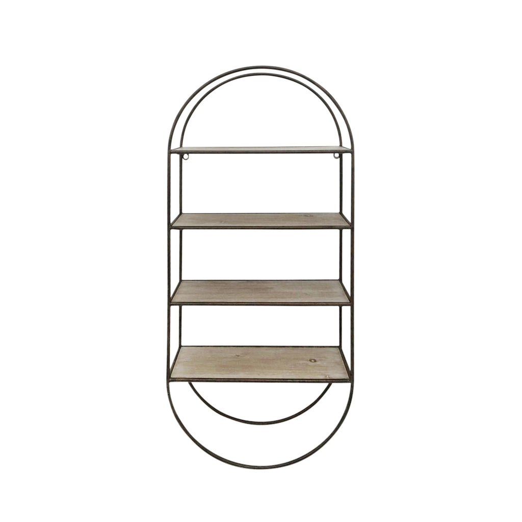 Metal / Wood35.5" 4 Tier Wallshelf, Brown - ReeceFurniture.com