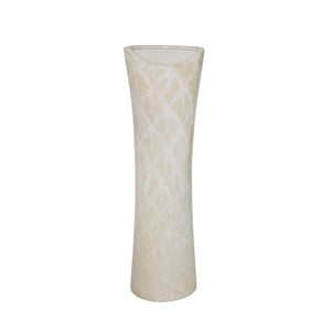 Ceramic 19.5" Pine Needle Vase, White - ReeceFurniture.com