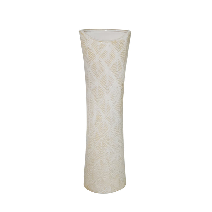 Ceramic 19.5" Pine Needle Vase, White