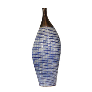 Ceramic 23.5" Narrow Neck Vase, Gold/Blue - ReeceFurniture.com