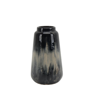 Ceramic 9.5" Vase, Black/Blue  Mix - ReeceFurniture.com