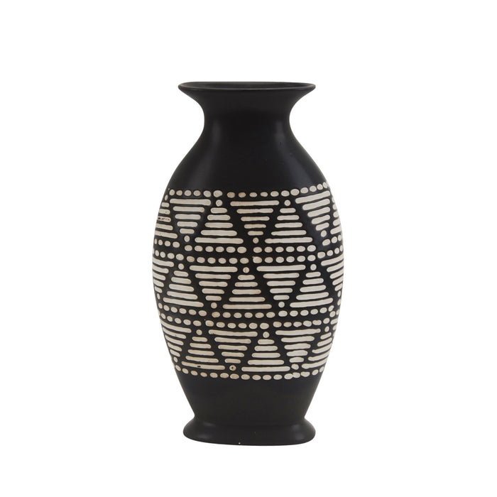 Ceramic 14.5" Tribal Vase, Brown