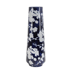 Ceramic 19" Floral Vase, Blue/White - ReeceFurniture.com