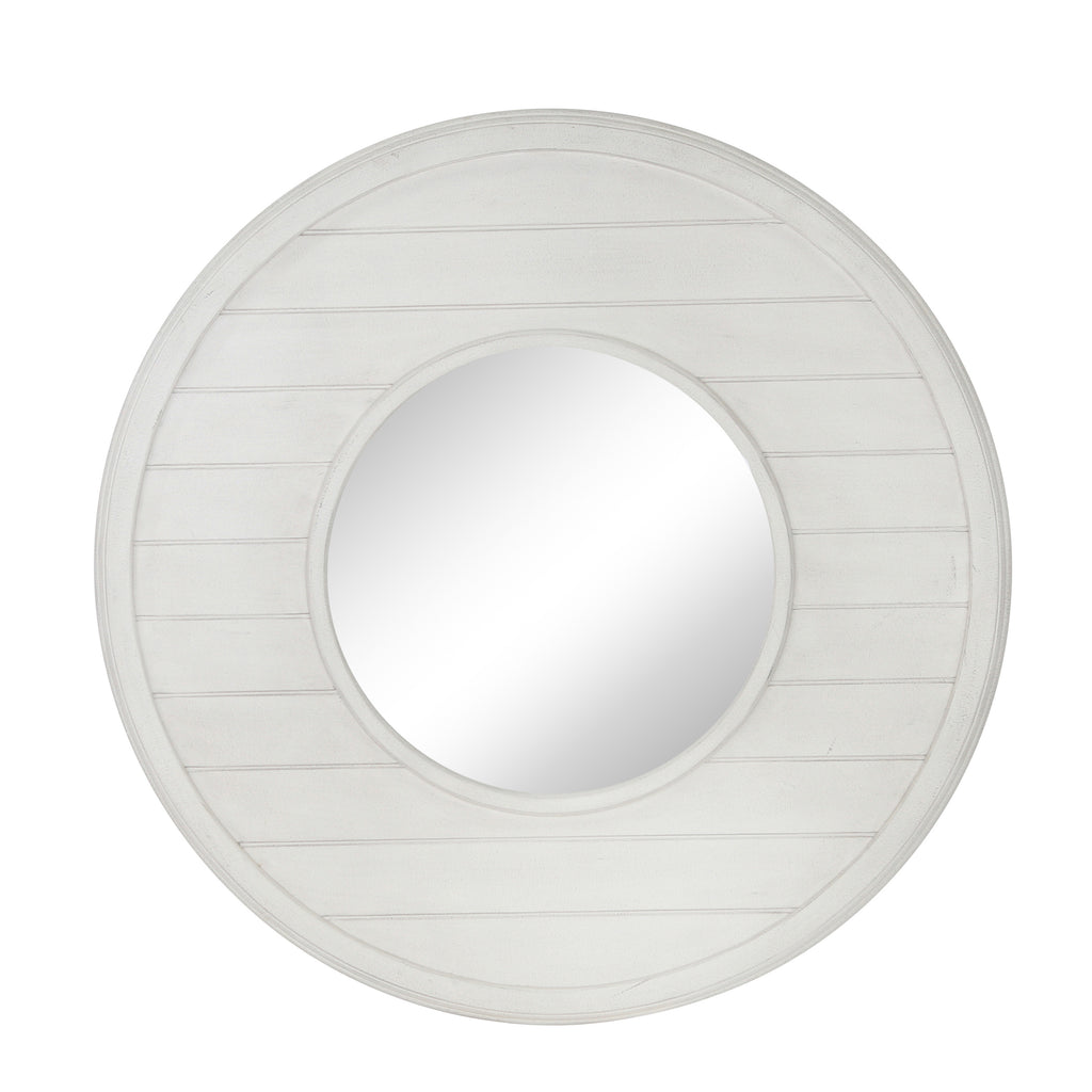 Wood Frame 31.5" Wall Mirror,Antique White Wb - ReeceFurniture.com