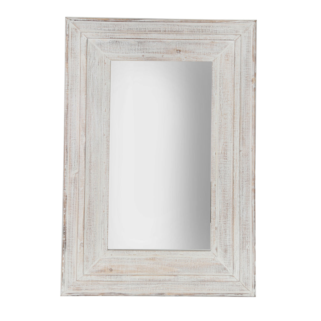Wood Frame 24 X 36" Wall Mirror, Antique White Wb - ReeceFurniture.com