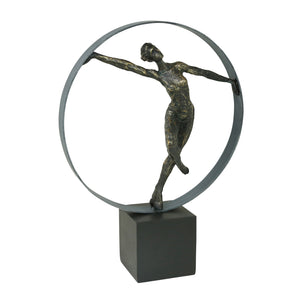 Resin Dancer Circle Sculpture,Bronze - ReeceFurniture.com