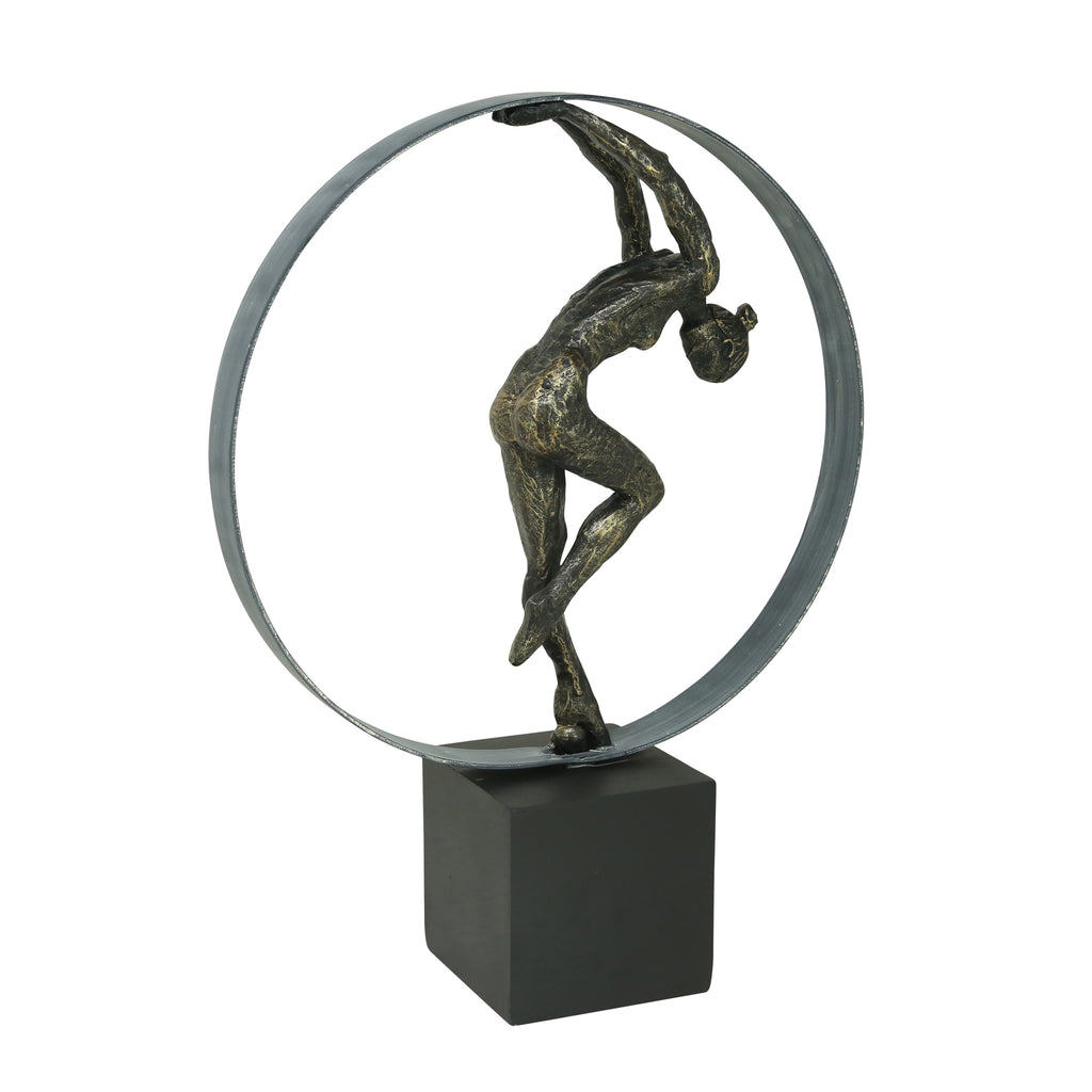 Resin Dancer Circle Sculpture,Bronze - ReeceFurniture.com