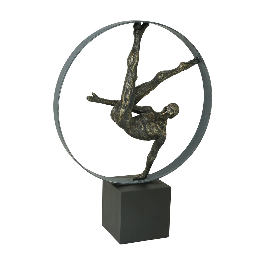 Resin Gymnast Circle Sculpture, Bronze - ReeceFurniture.com