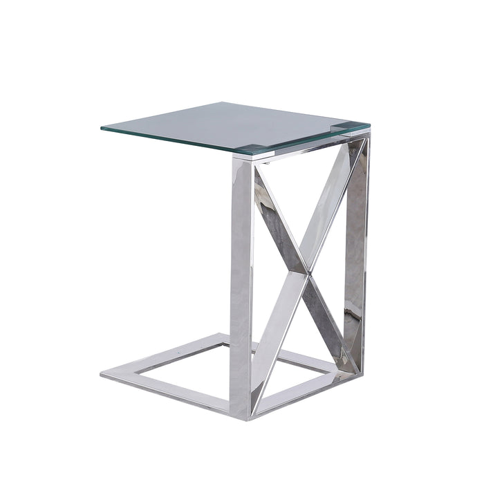Metal "X" Frame 22" C Table, Silver