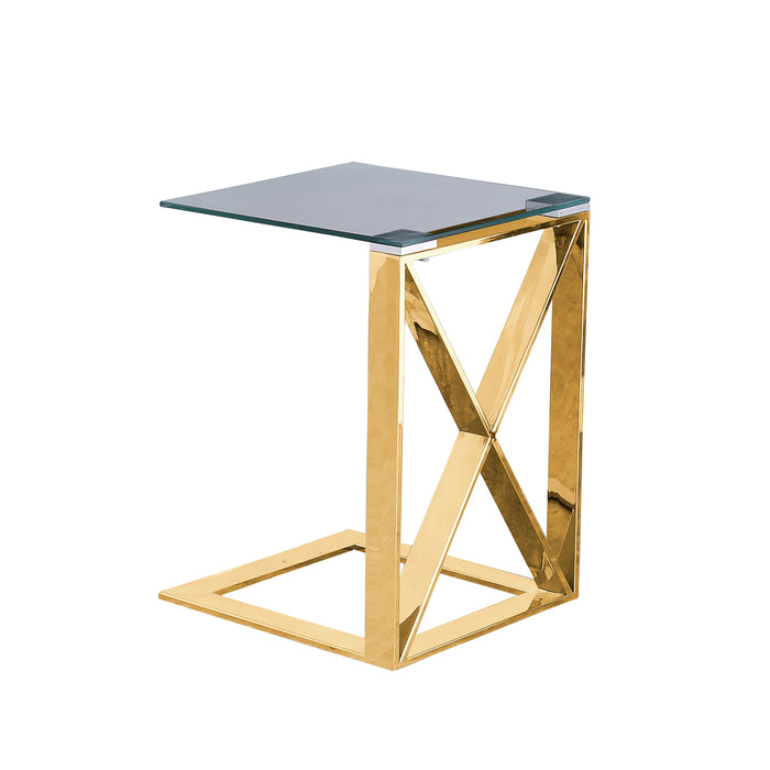 Metal "X" Frame 22" C Table, Gold