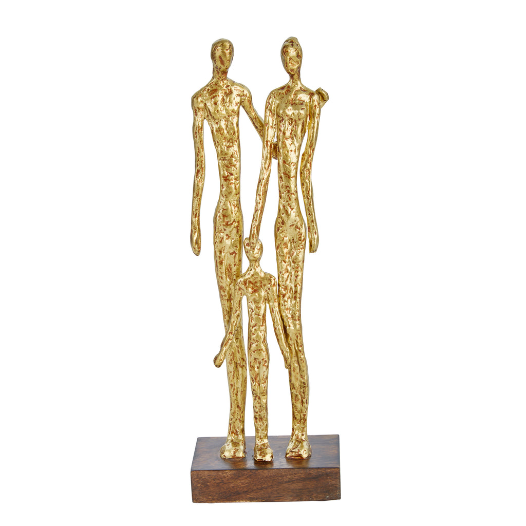 Resin 16.5" Family Figurine, Gold - ReeceFurniture.com