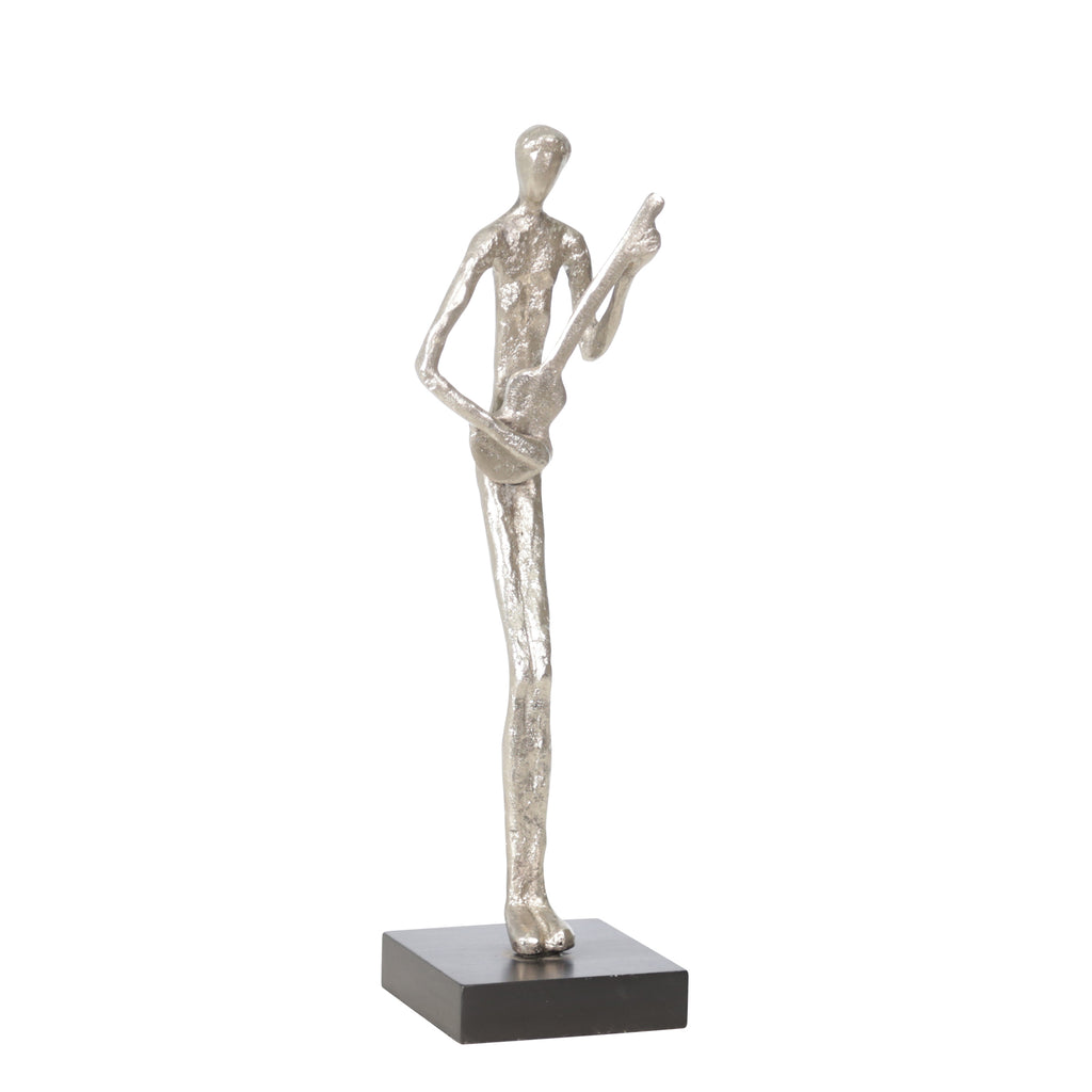 Aluminum 15.75" Guitar Musician Silver - ReeceFurniture.com