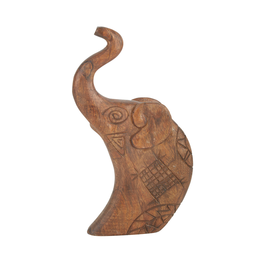 Mango Wood 17" Elephant, Brown - ReeceFurniture.com