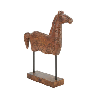 Mango Wood 17" Horse Decor, Brown - ReeceFurniture.com