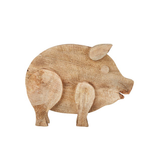 Mango Wood 18" Pig, Brown - ReeceFurniture.com